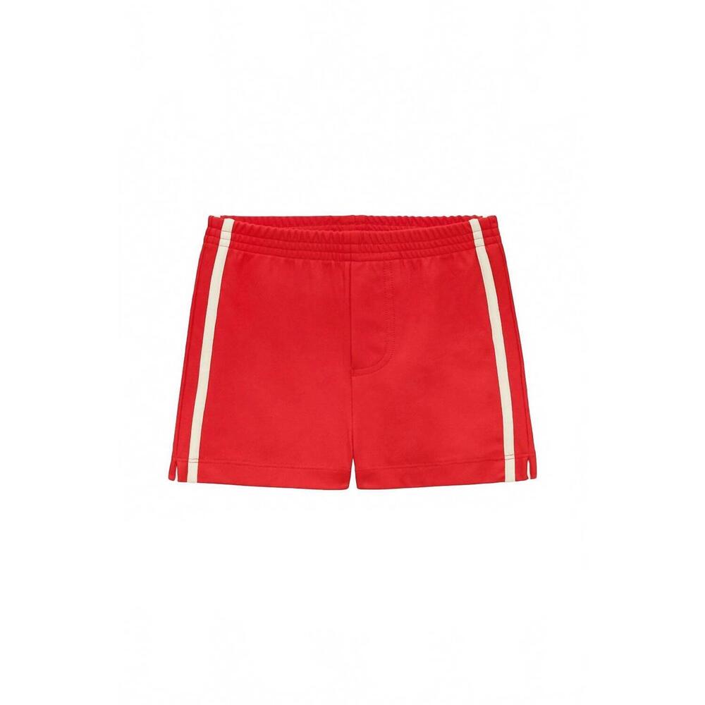 NEW MONTCE kid's athletic stripe mini swim trunk in cherry